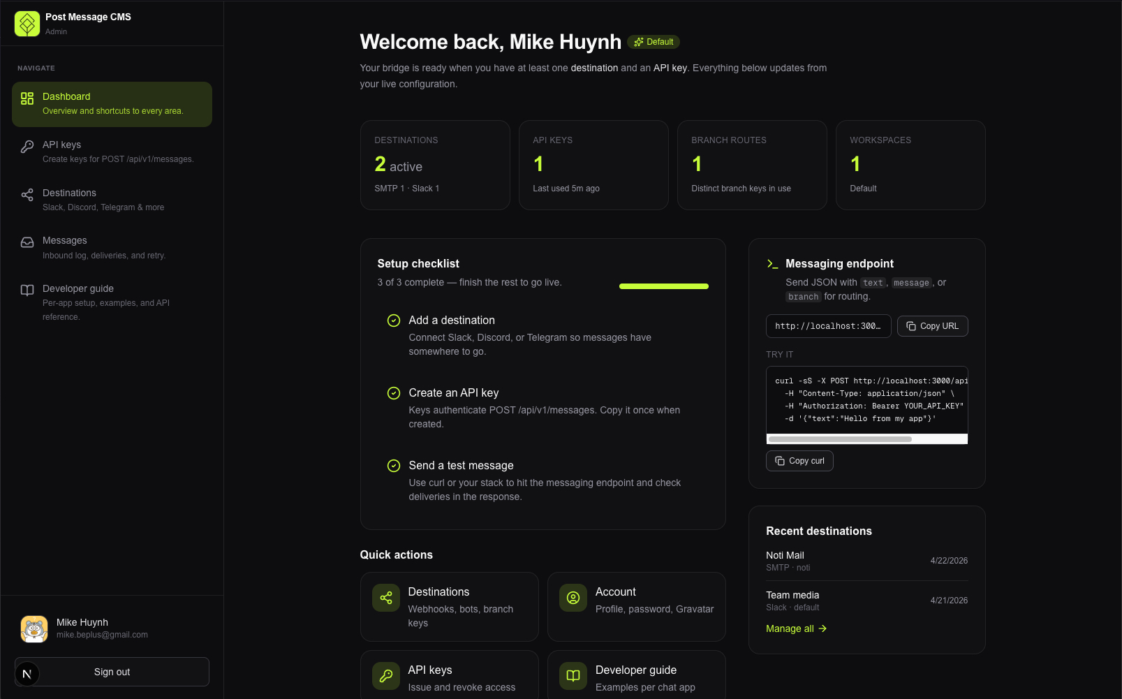 Post Message CMS Preview