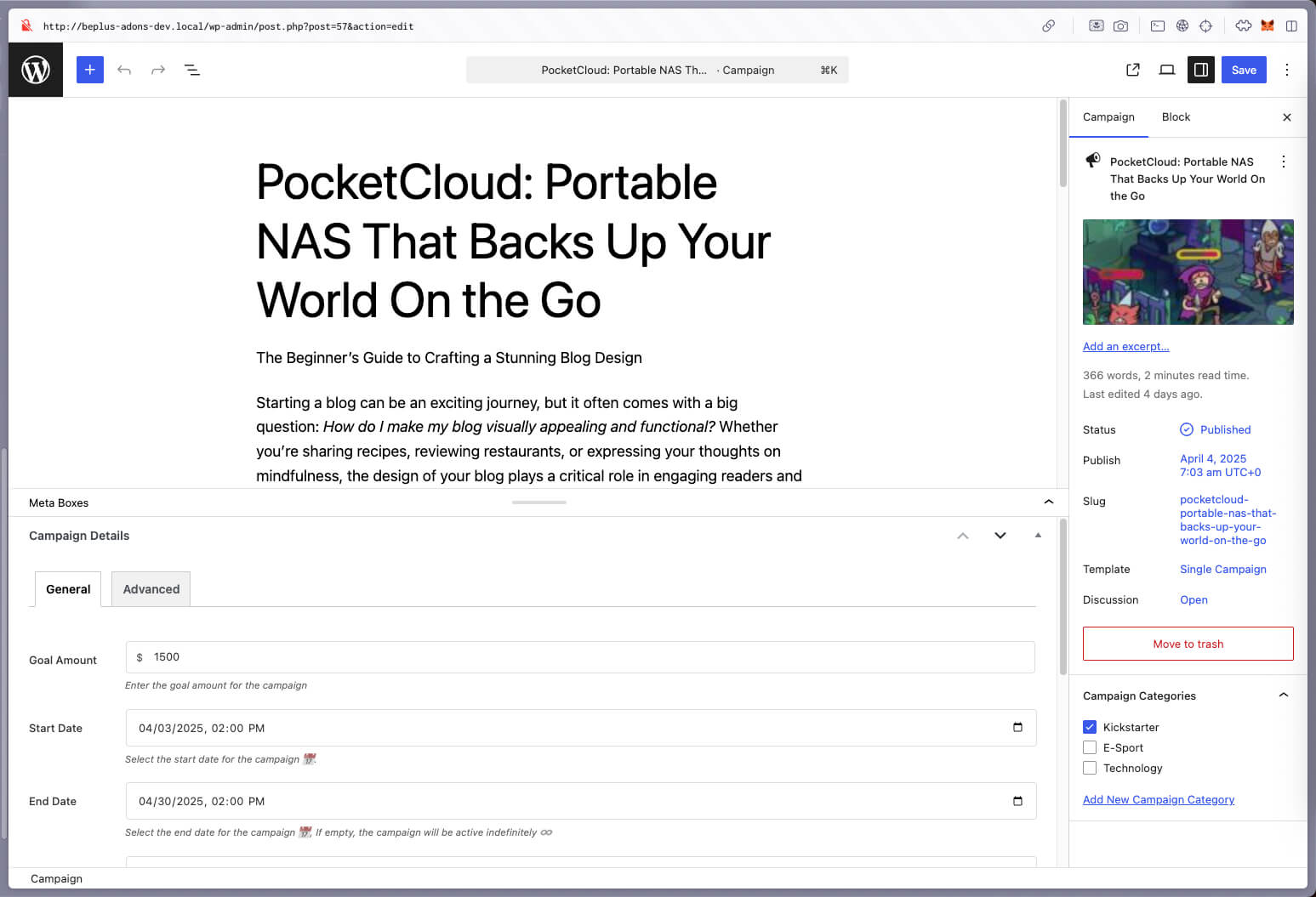 Giftflow Add New Campaign Example